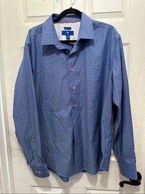 Egara Blue Printed Men's Dress Shirt